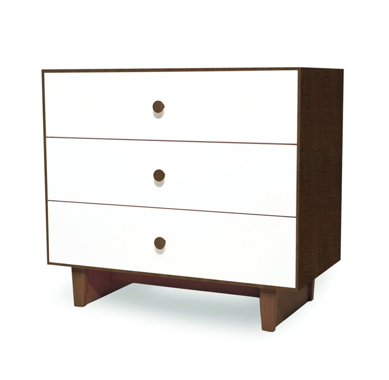 Commode Merlin Rhea 3 tiroirs - Blanc/Noyer
